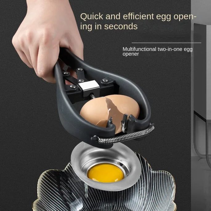 Stainless Steel Handheld Egg Opener Egg Cracker Egg Separator with Egg Yolk White Separator Eggshell Cutter Egg Cracking Tool